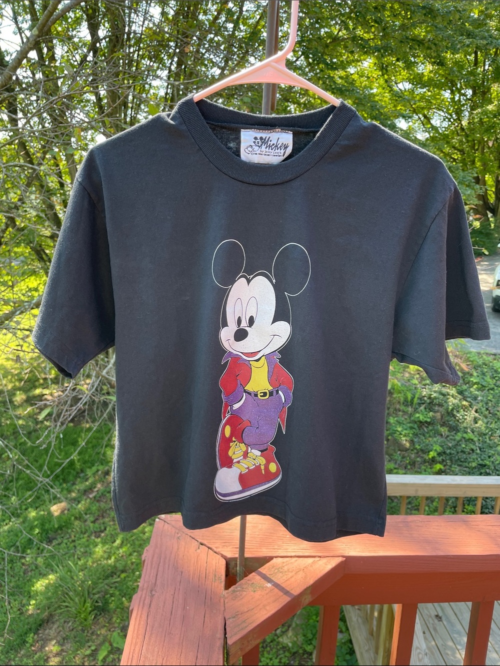 Vintage Mickey Mouse Graphic Tee by Jerry Leigh- Short Sleeve Women’s crop Top